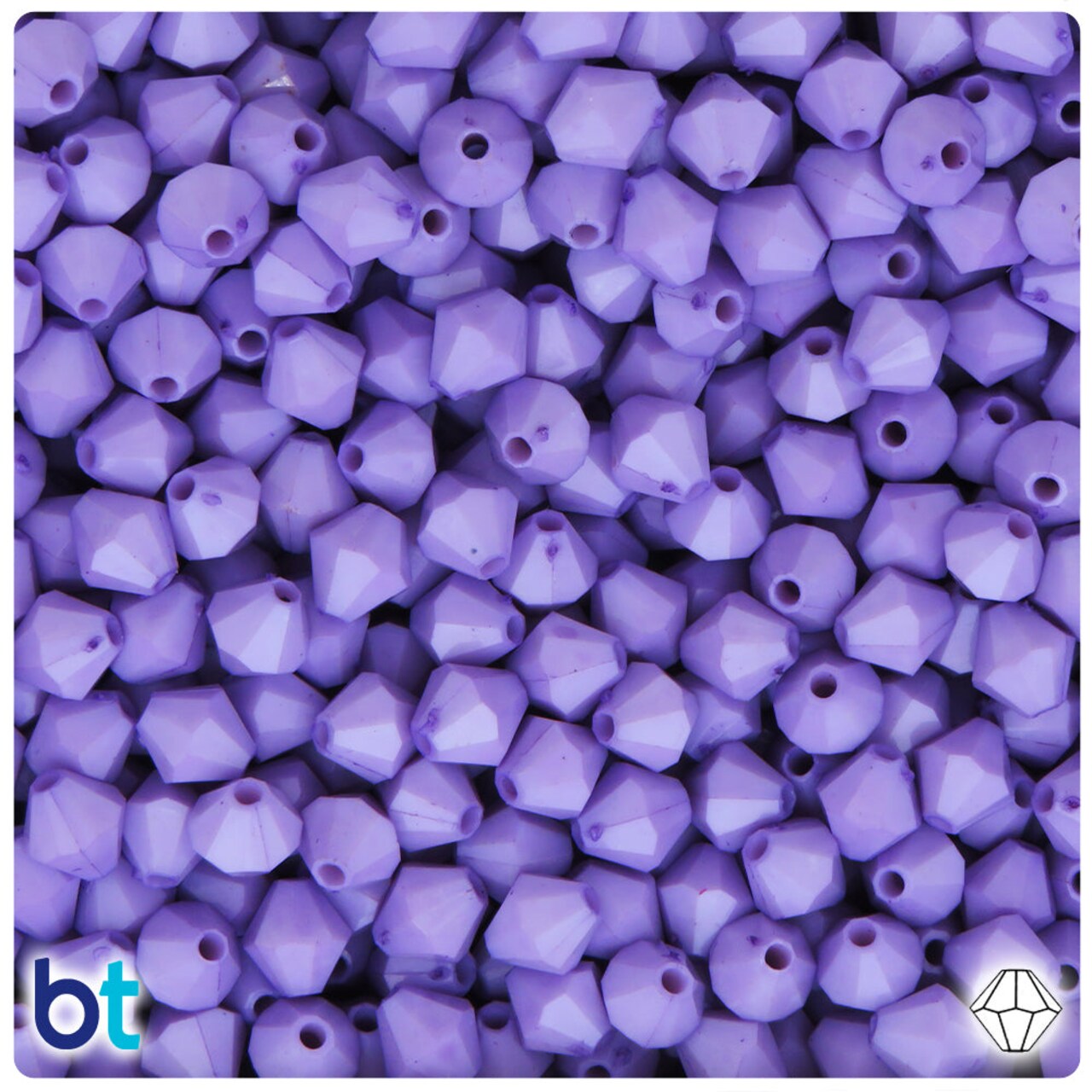 BeadTin Light Purple Opaque 8mm Faceted Bicone Plastic Craft Beads (300pcs)